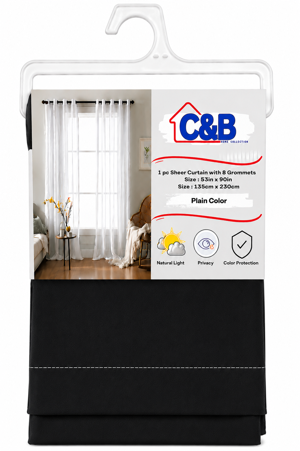 135 × 230 cm Sheer Curtains Standard (No Rings)