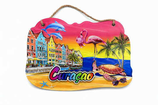 Curaçao Tropical Wooden Hanging Plaque