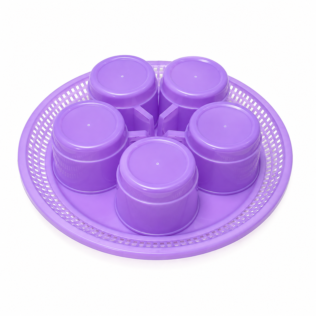 6-Piece Plastic Bowl & Serving Tray Set