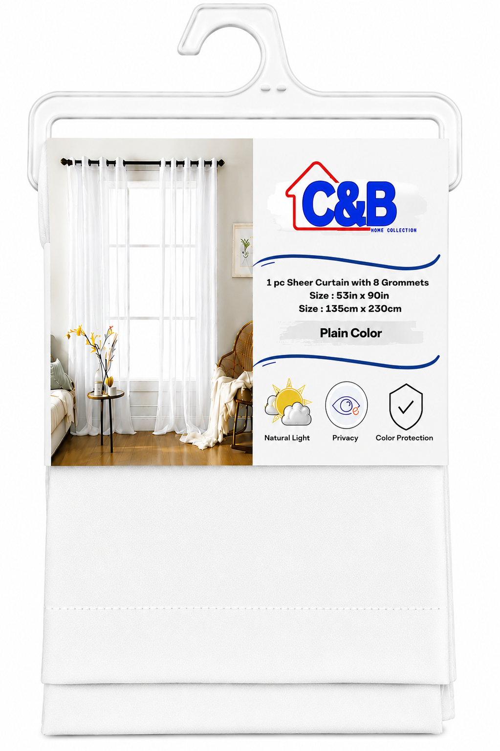 135 × 230 cm Sheer Curtains Standard (No Rings)