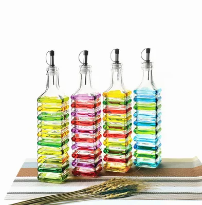Colorful Glass Oil & Vinegar Dispenser Bottle