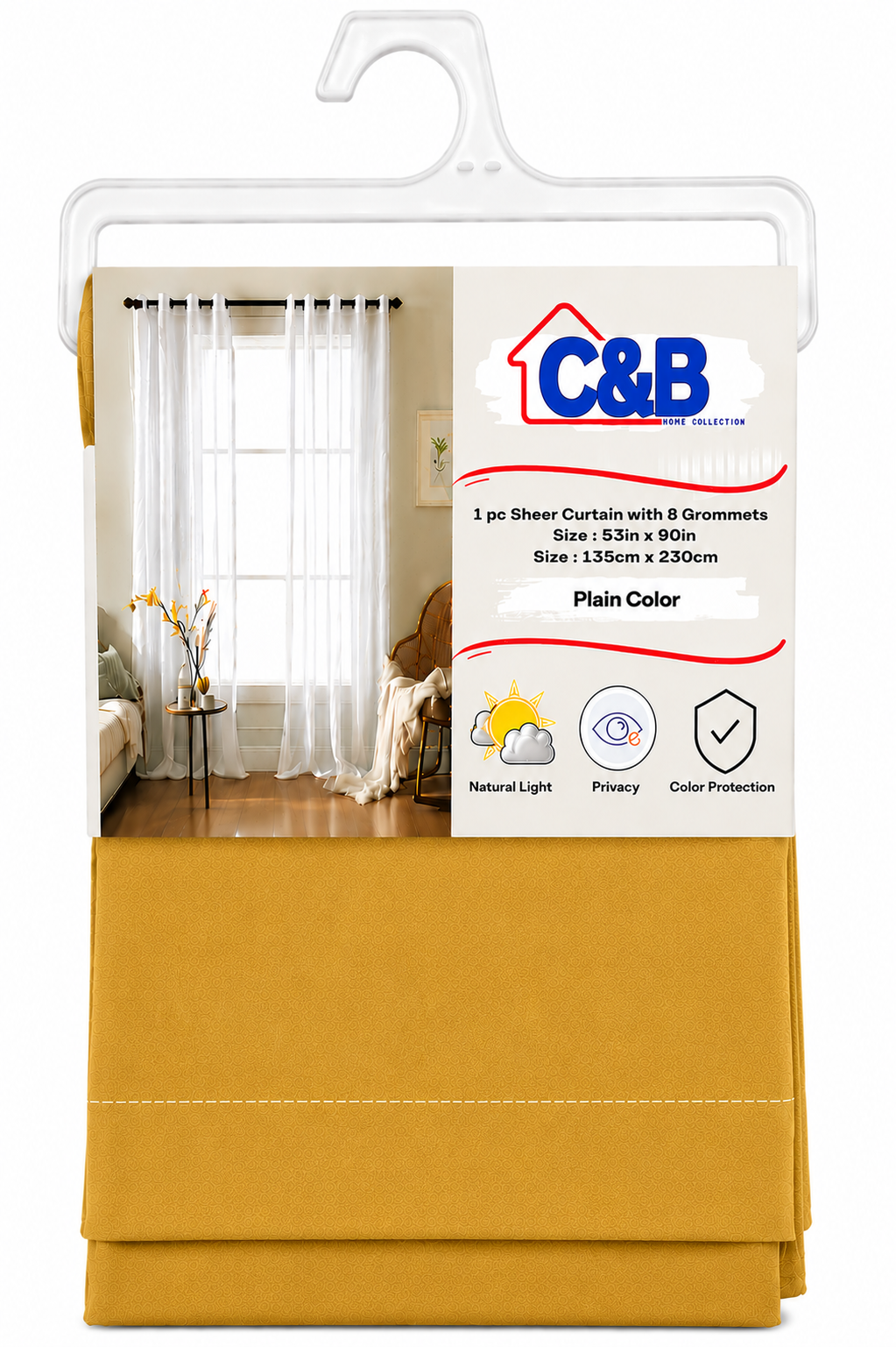 135 × 230 cm Sheer Curtains Standard (No Rings)