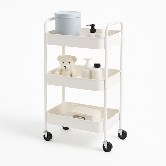 3-Tier Rolling Storage Cart – White