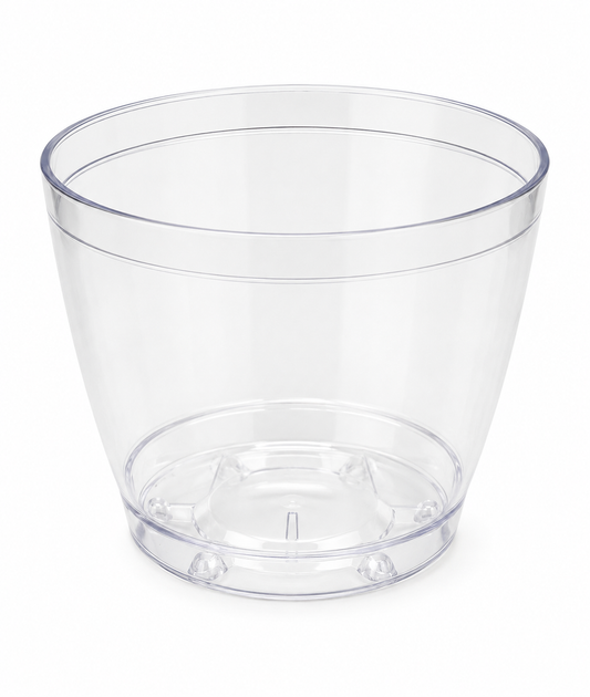 Clear Plastic Plant Pot with Drainage Base
