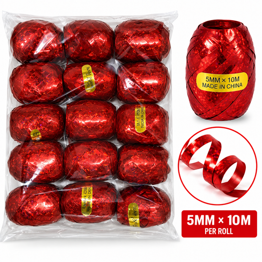 Red Curling Ribbon Set – 5mm × 10m