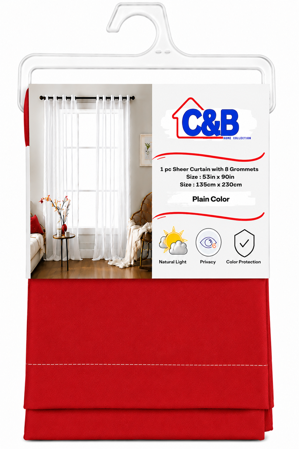 135 × 230 cm Sheer Curtains Standard (No Rings)