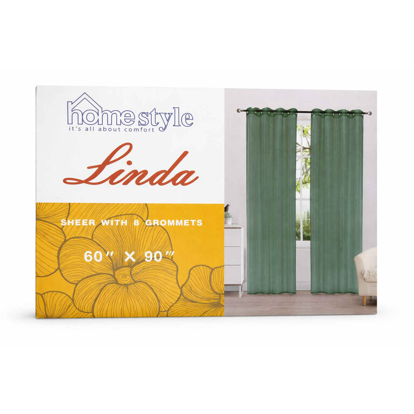 Linda With Eylet Curtain– 60” x 90”