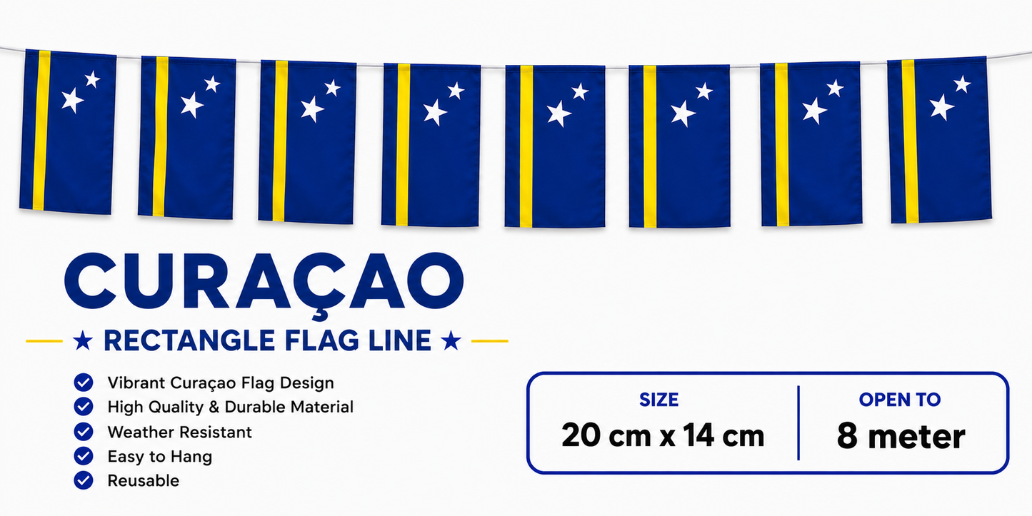 Banderine Curacao Rectangle hanging Flag 20cm x 14cm