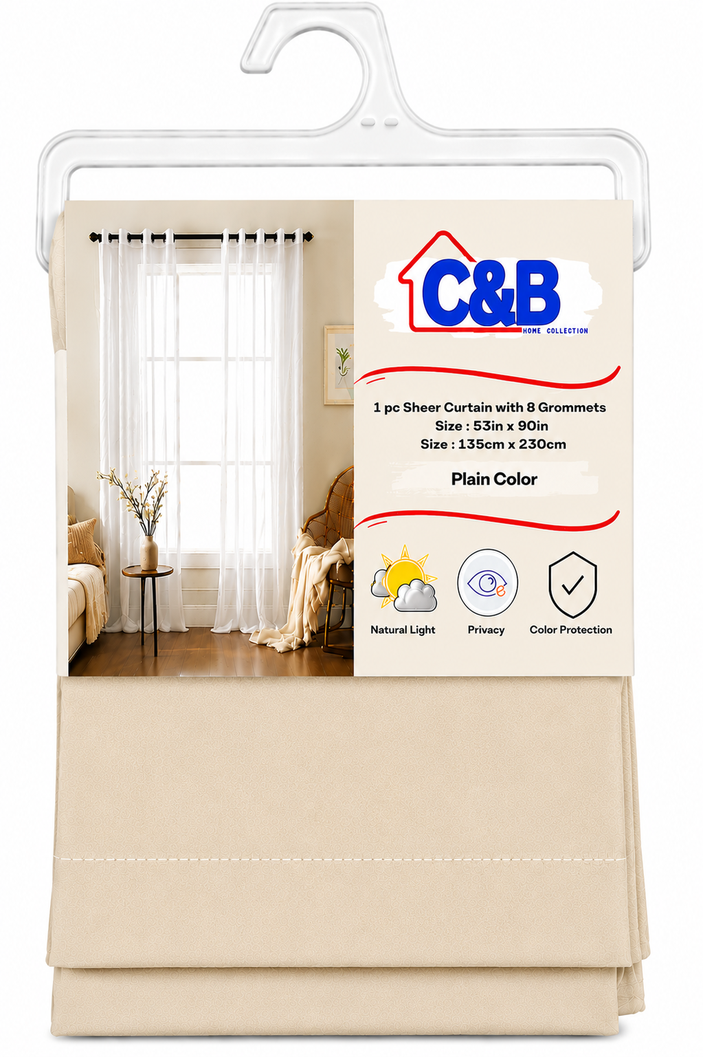 135 × 230 cm Sheer Curtains Standard (No Rings)