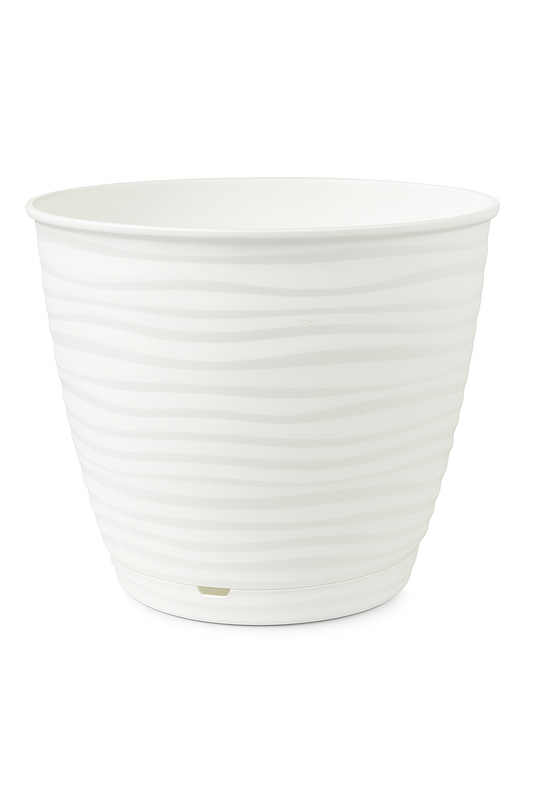 Modern White Wavy Plastic Plant Pot