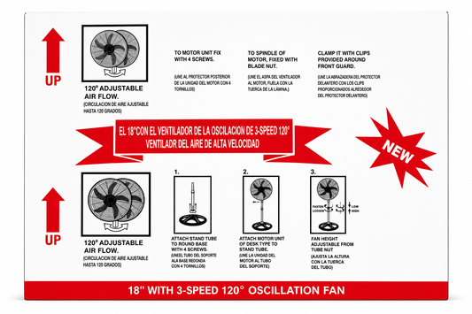 18” Oscillating Standing Fan