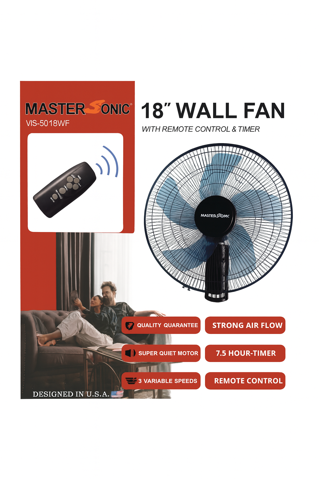 MasterSonic 18" Wall Fan (Model: MS-5018WF)