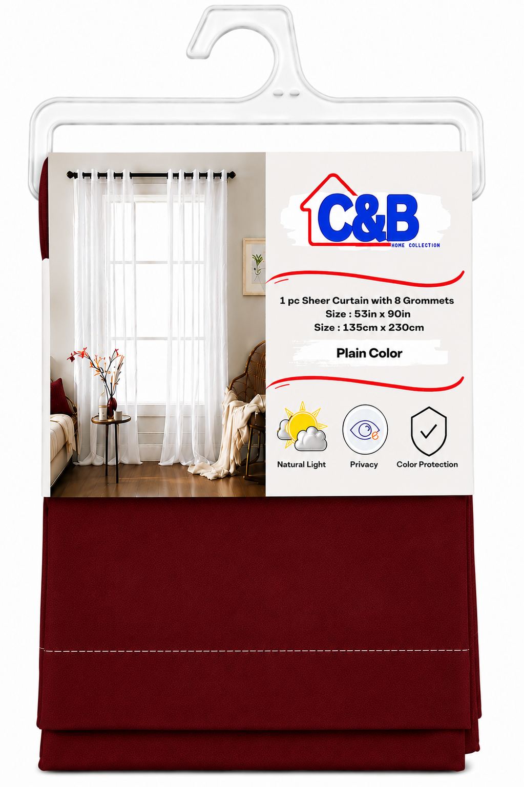 135 × 230 cm Sheer Curtains Standard (No Rings)