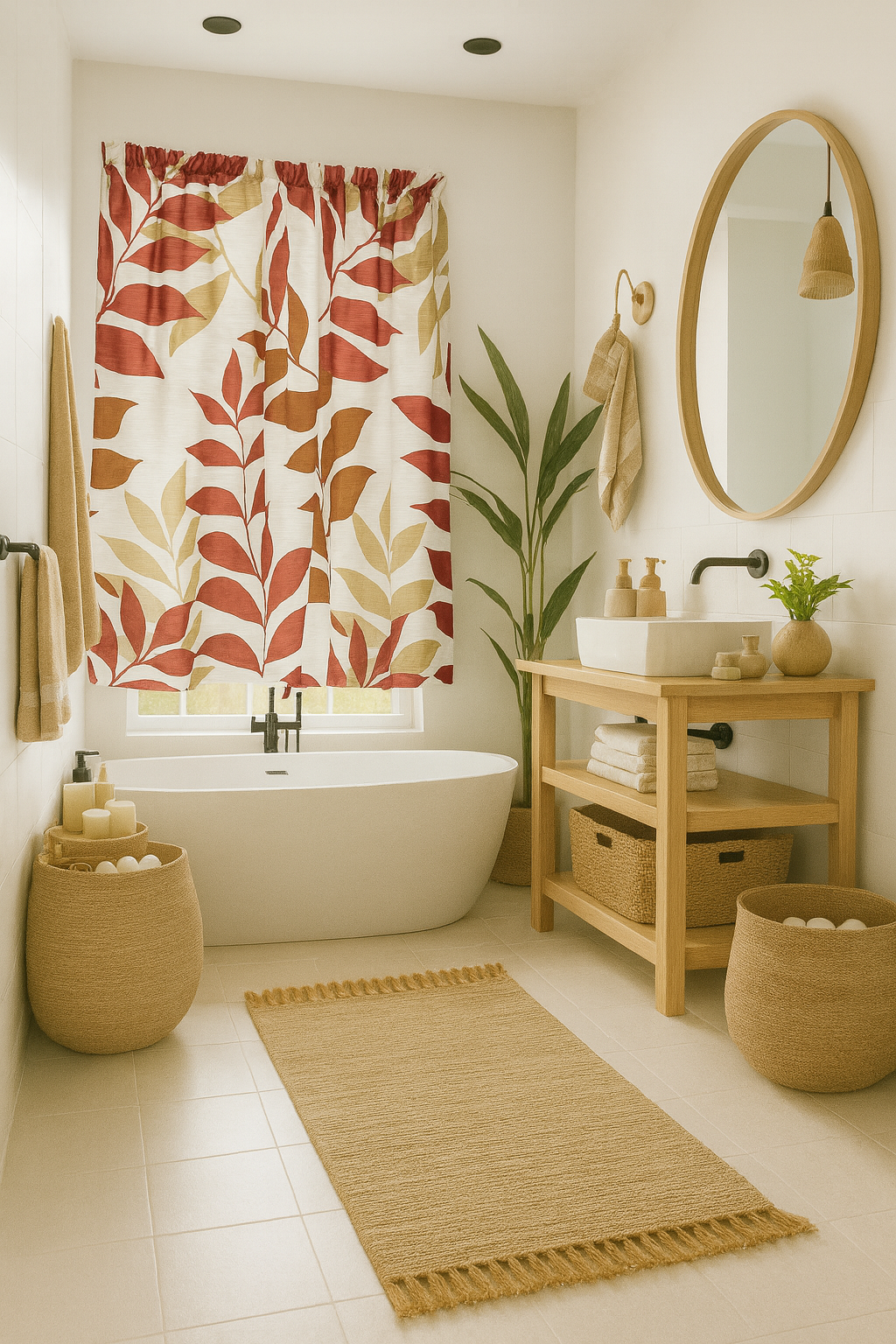 Bathroom Window Curtain Set 152cmX81cm