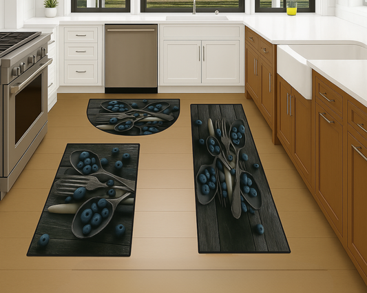 Blueberry Elegance Kitchen Mat Set