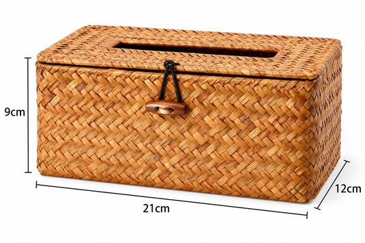 Woven Tissue Box Cover – 21 × 12 × 9 cm