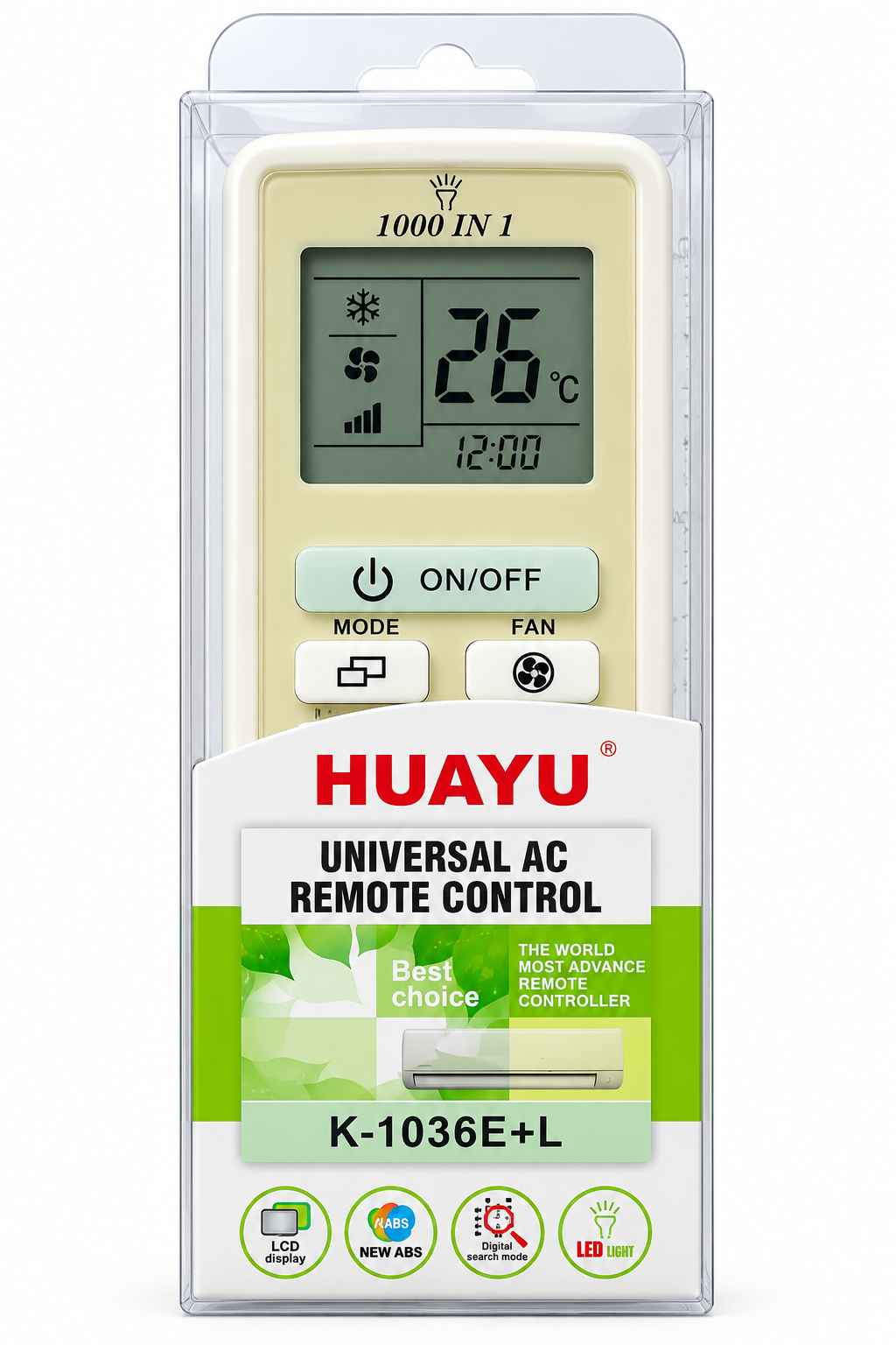 HUAYU K-1036E+L Universal AC Remote Control