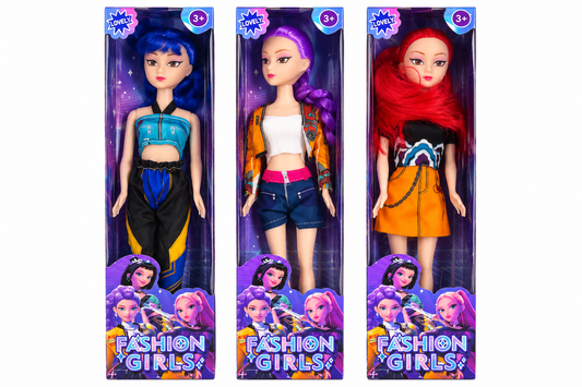 Fashion Girls dolls assorted three styles on white background