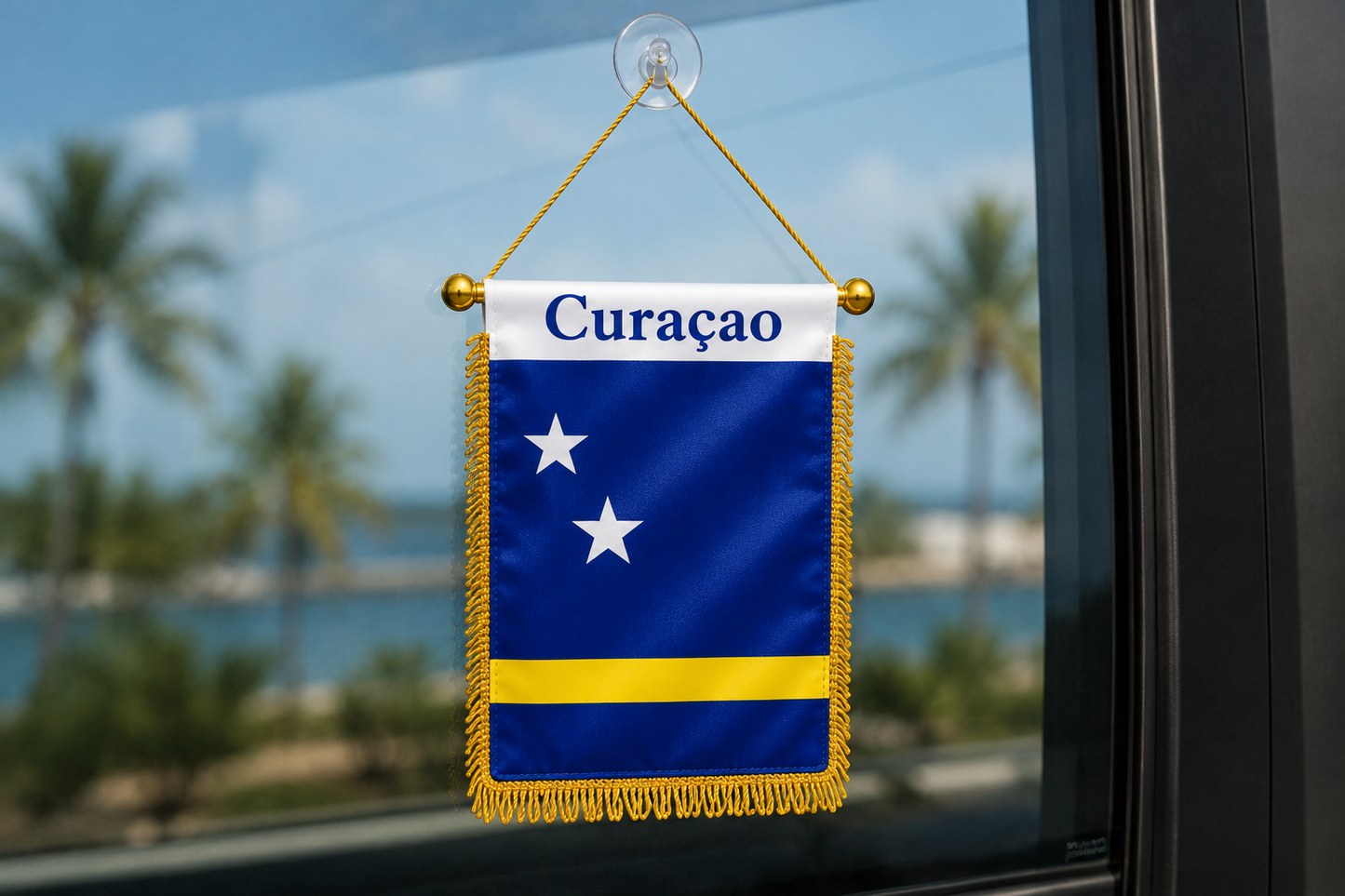 Curacao Mini Flag -Window Banner + suction