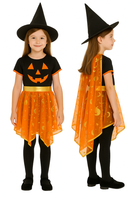 Orange/Black Cape Witch Halloween