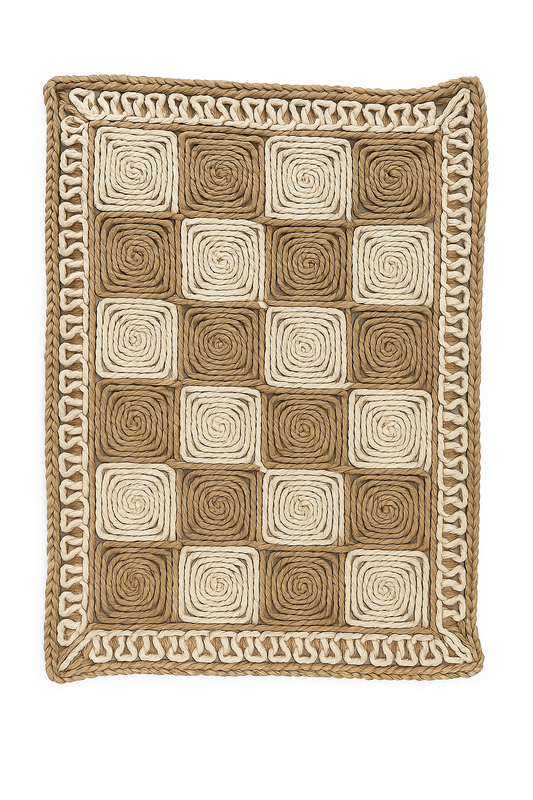 Handwoven Square-Pattern Jute Rug 45 cm X 75 cm