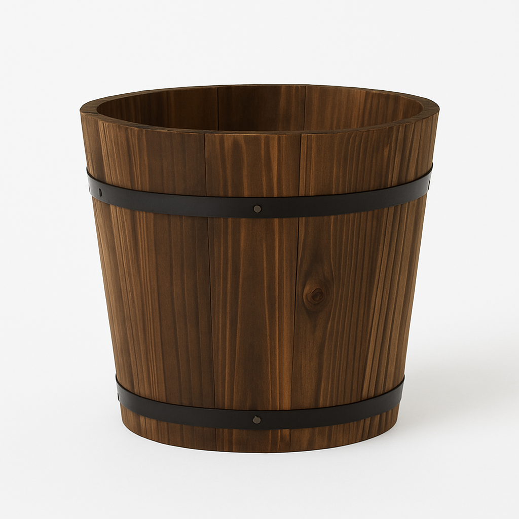 Wooden Flower Pots Barrel Planter Round Garden