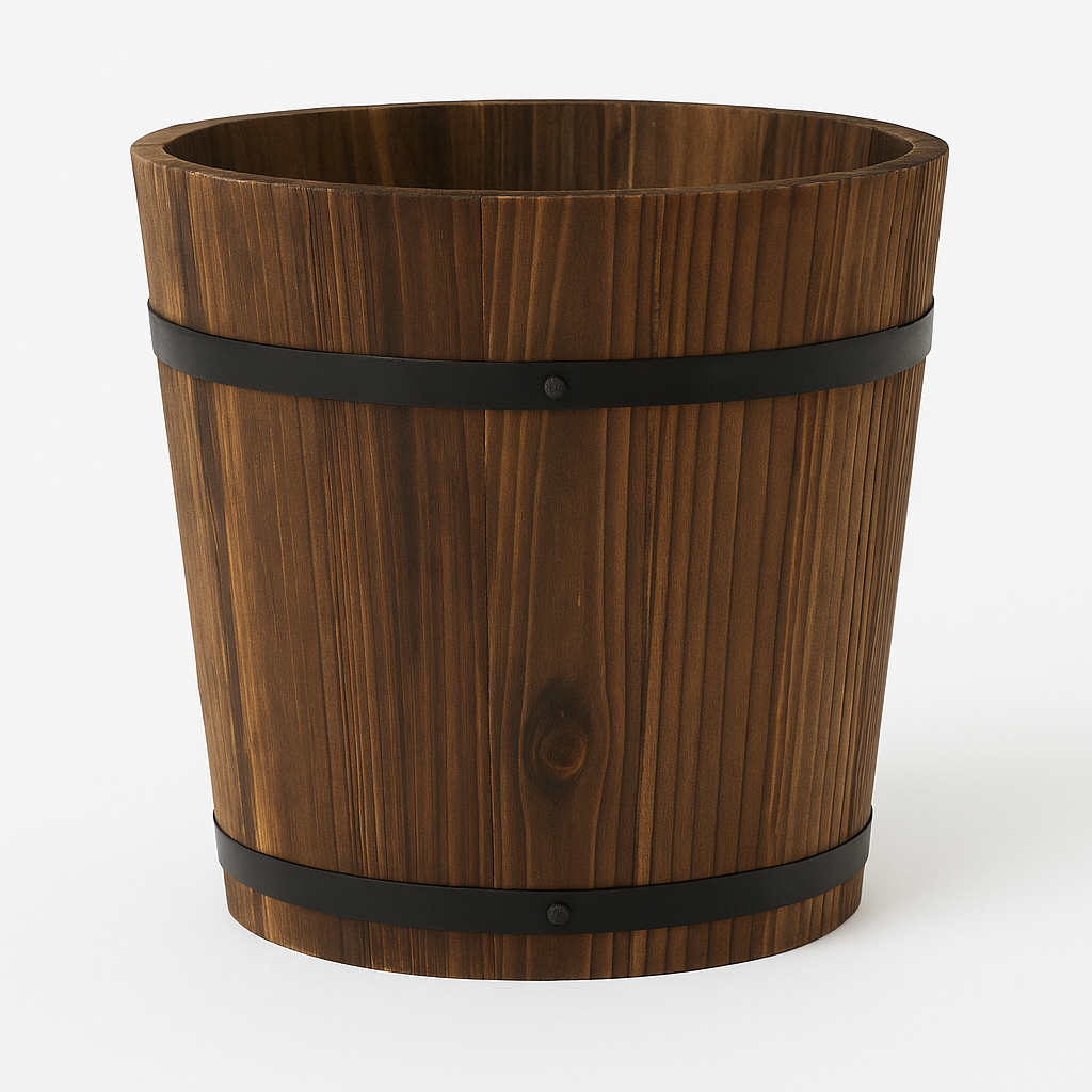 Wooden Flower Pots Barrel Planter Round Garden