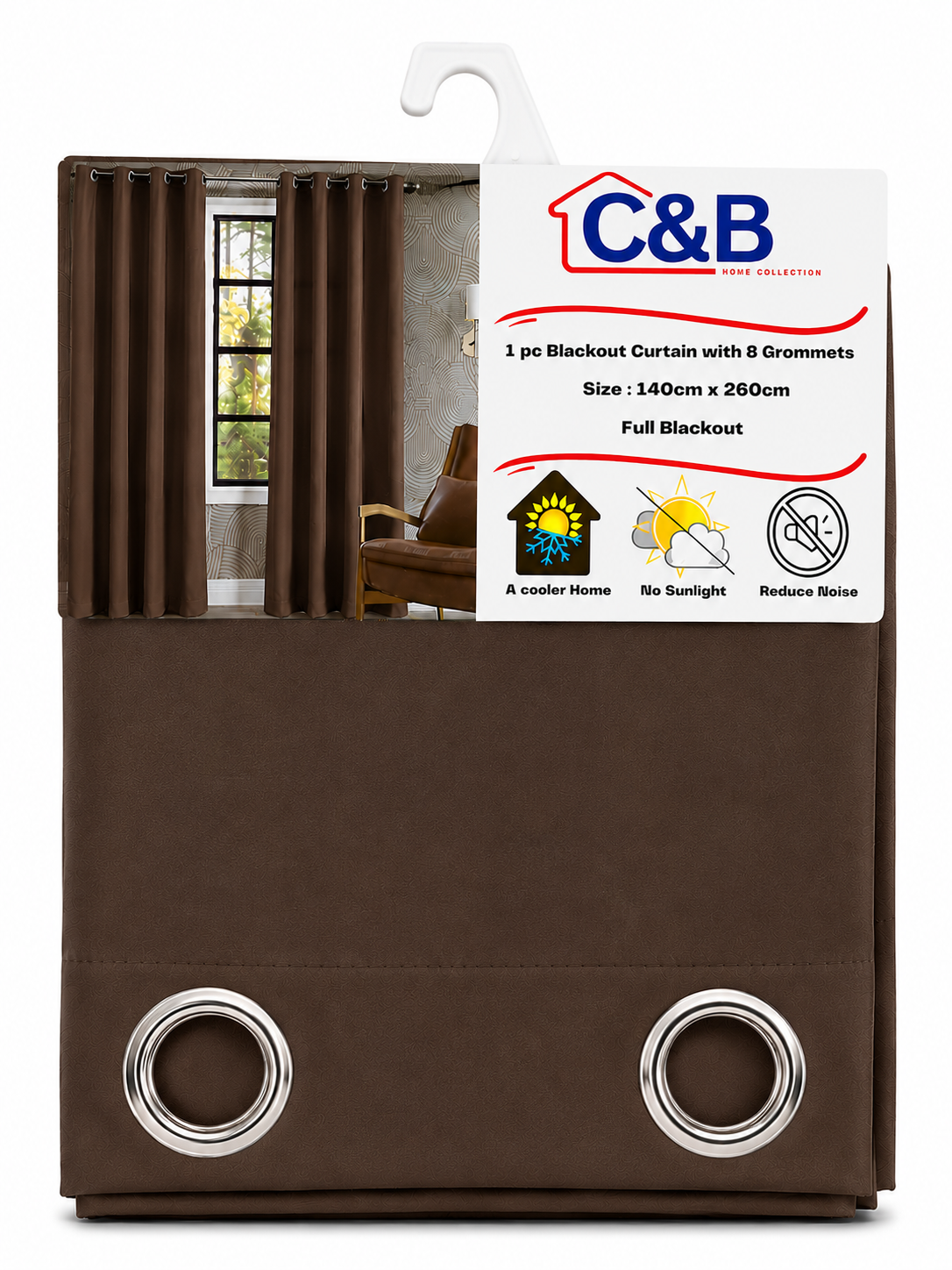 Blackout Curtains With Rings – 140 × 260 cm