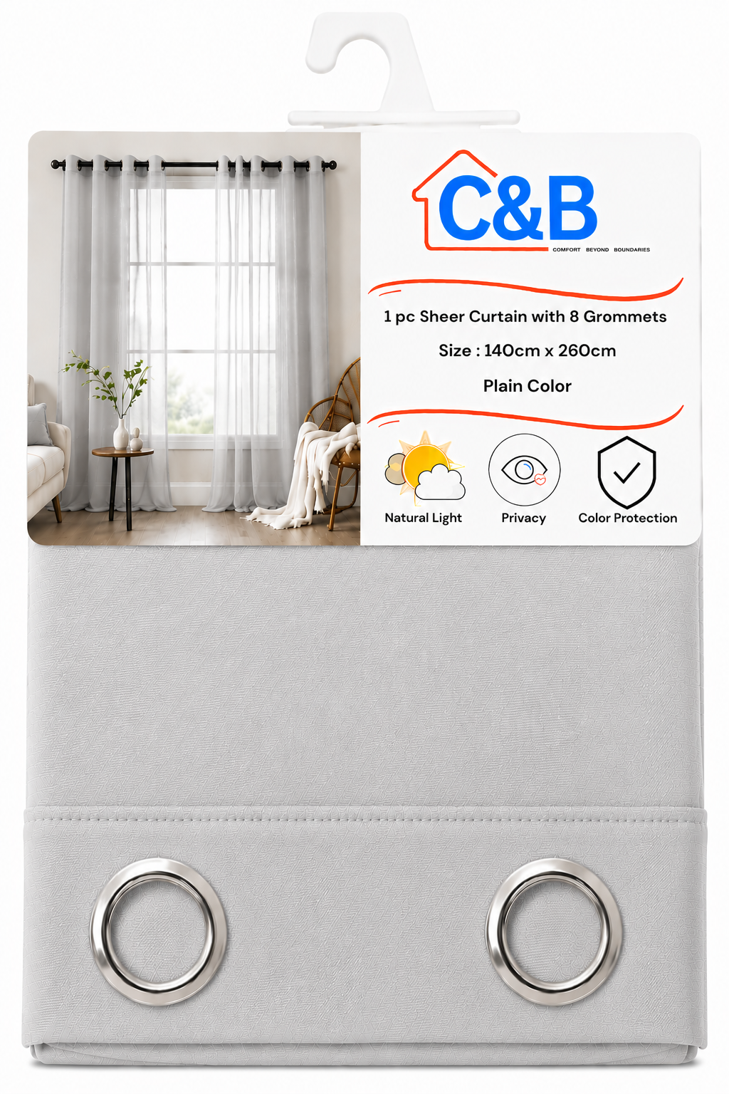 Sheer Curtains with Rings – 140 × 260 cm