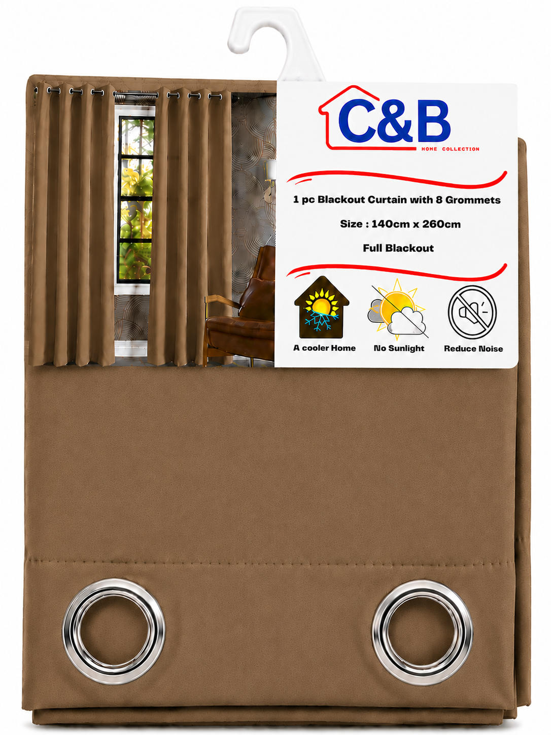 Blackout Curtains With Rings – 140 × 260 cm