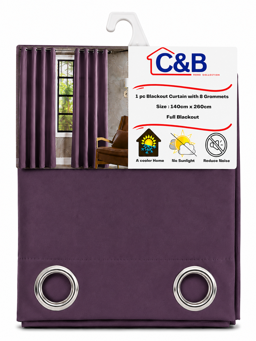 Blackout Curtains With Rings – 140 × 260 cm