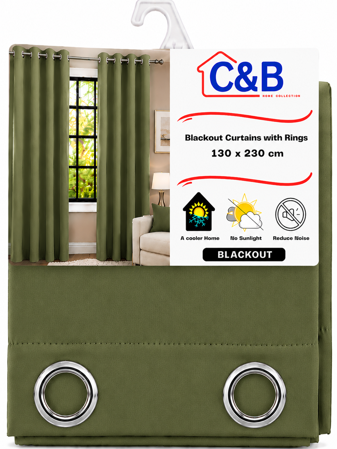 Blackout Curtains With Rings 130 x 230 cm