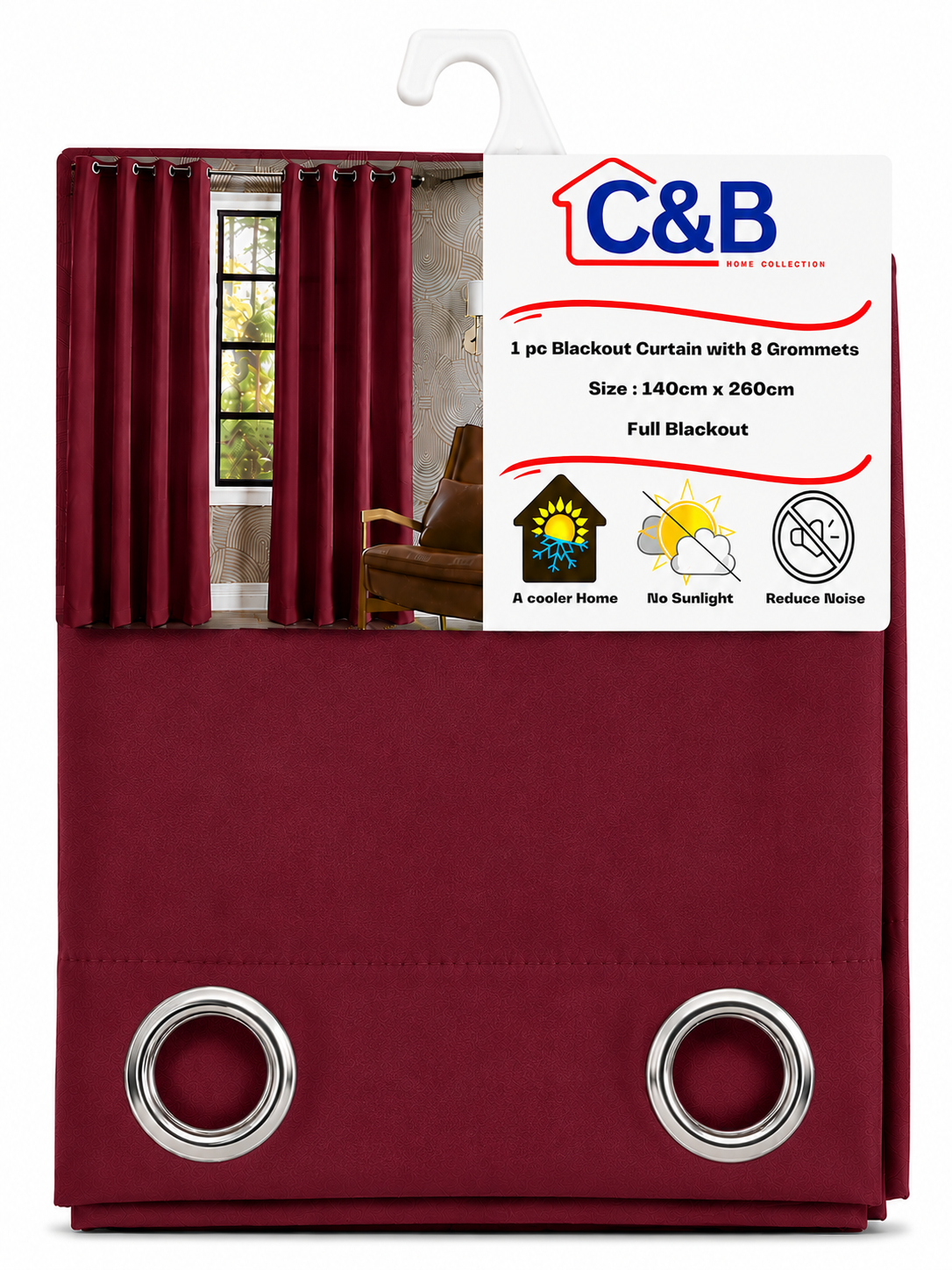 Blackout Curtains With Rings – 140 × 260 cm