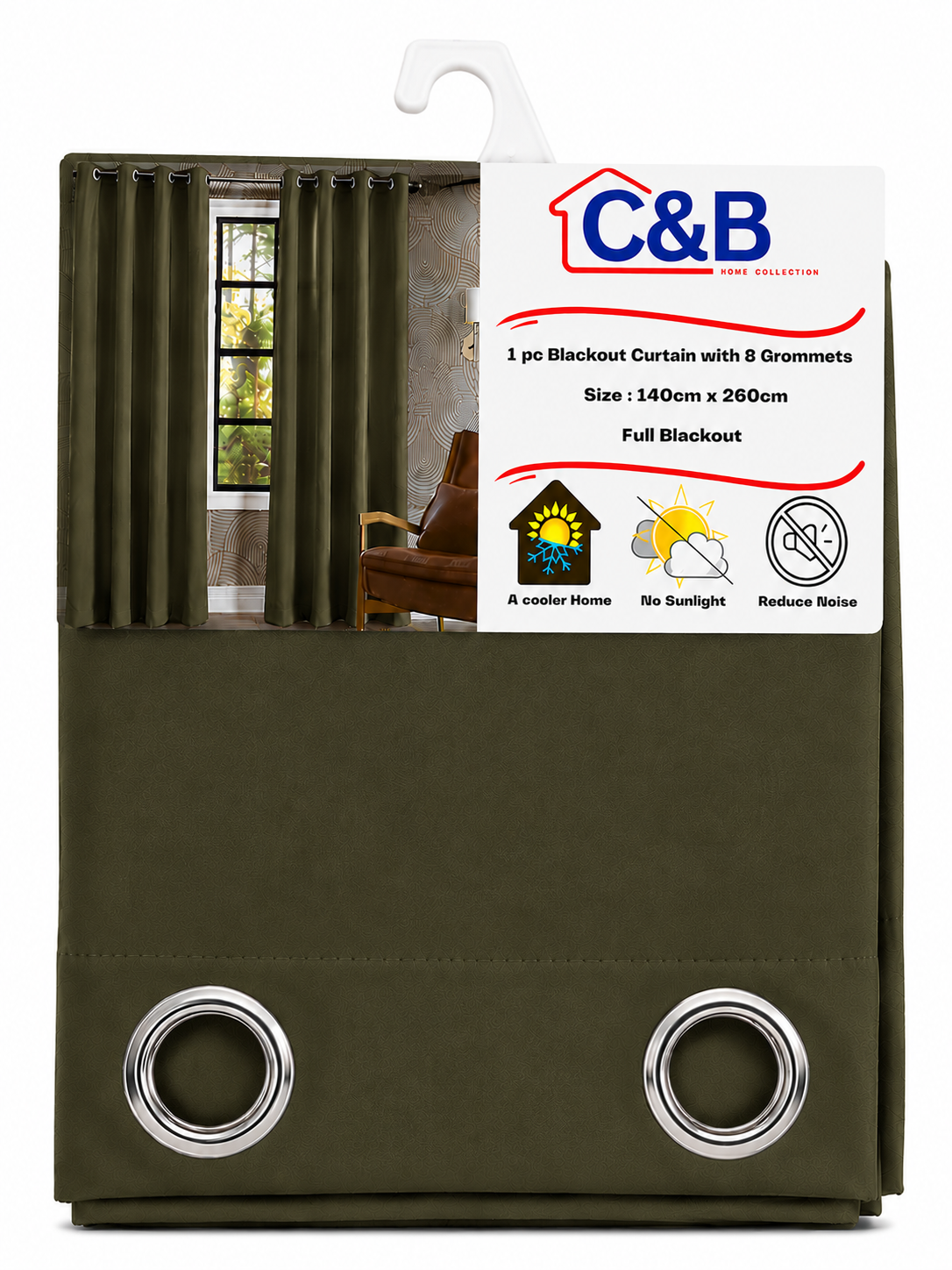 Blackout Curtains With Rings – 140 × 260 cm