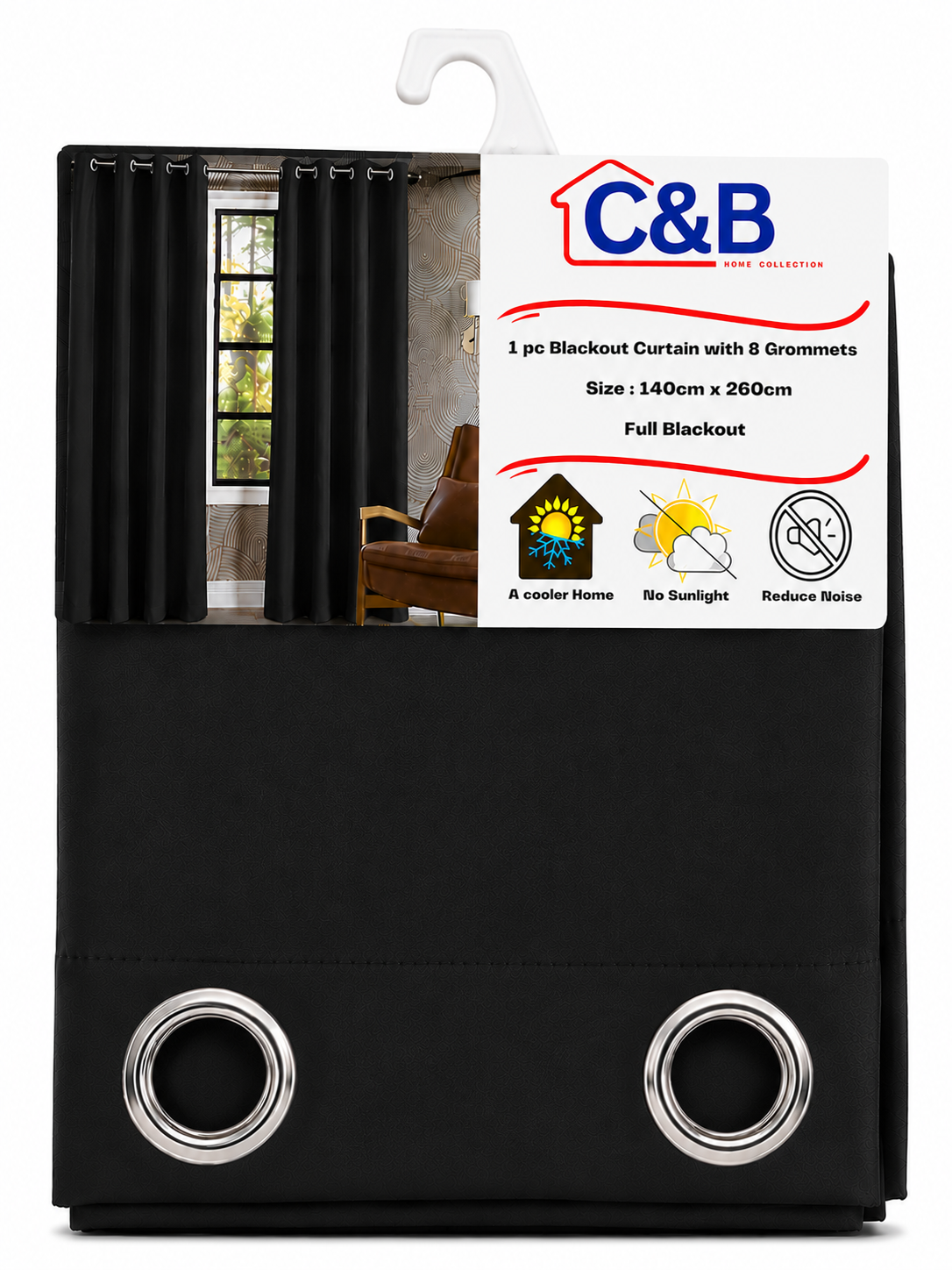 Blackout Curtains With Rings – 140 × 260 cm