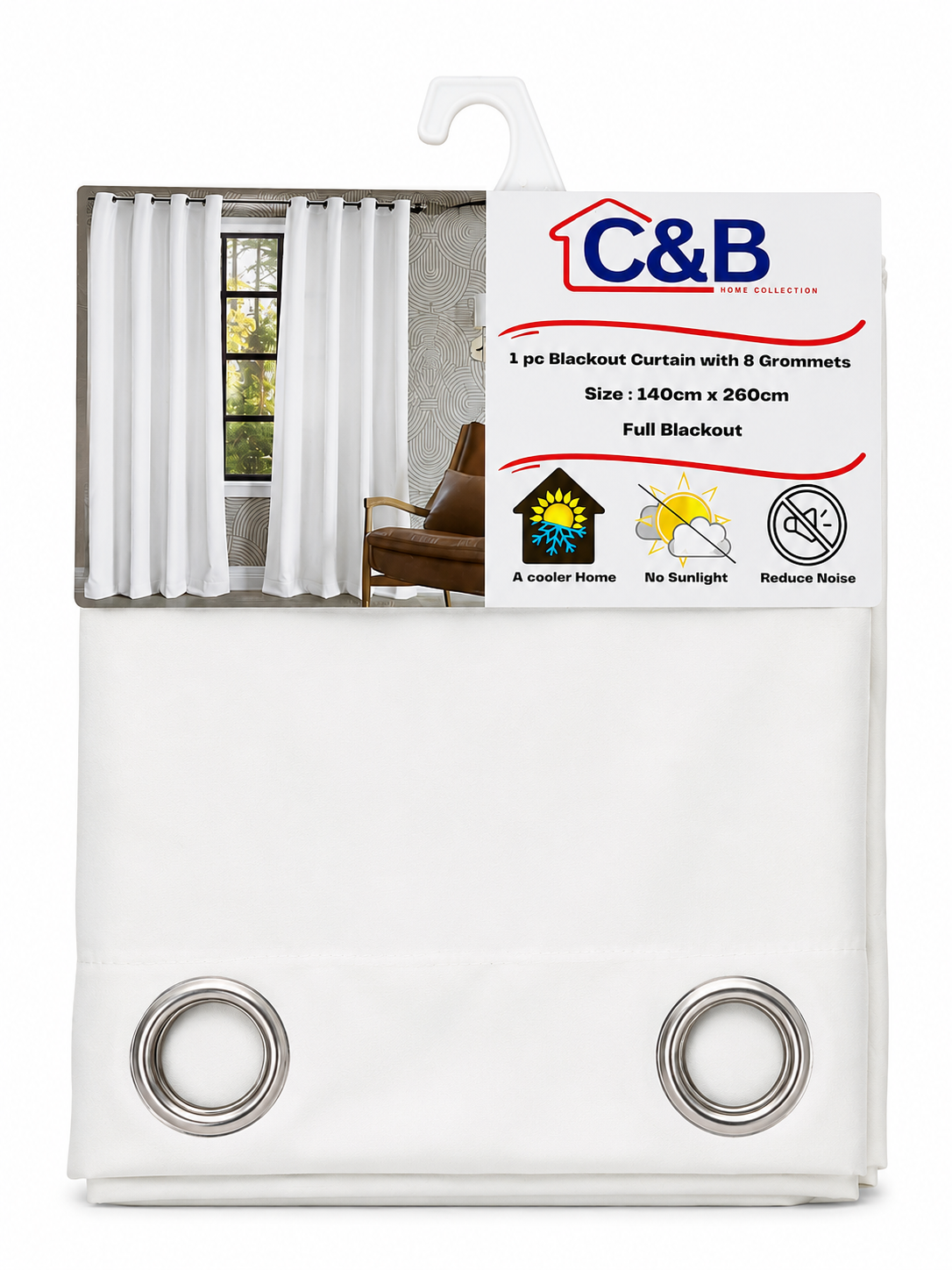 Blackout Curtains With Rings – 140 × 260 cm
