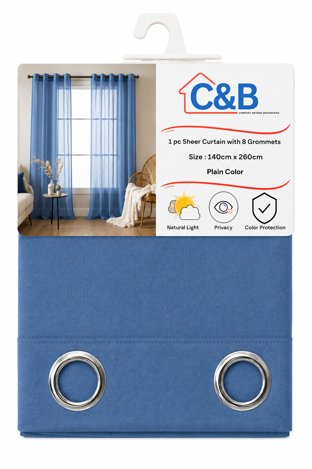 Sheer Curtains with Rings – 140 × 260 cm