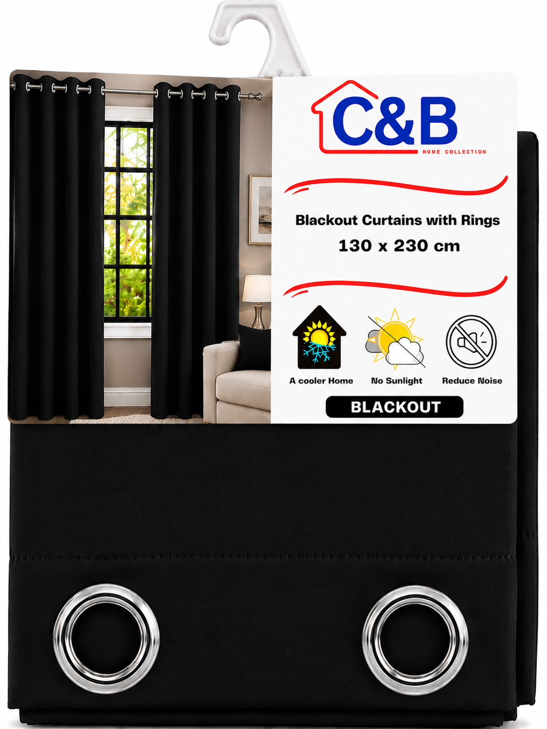 Blackout Curtains With Rings 130 x 230 cm