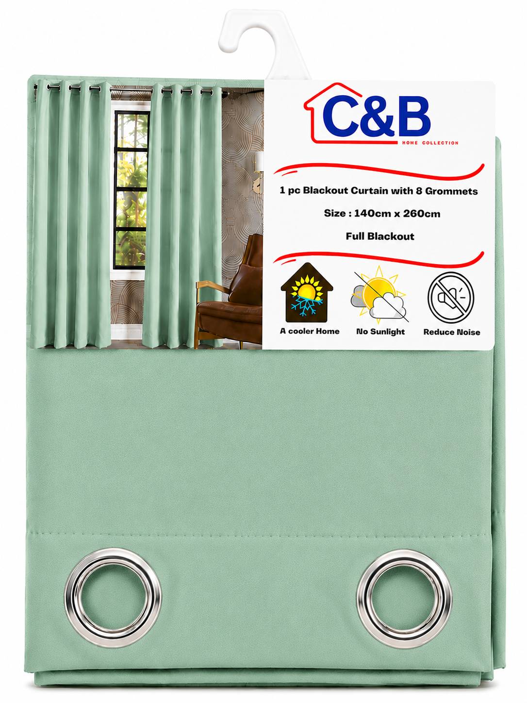 Blackout Curtains With Rings – 140 × 260 cm