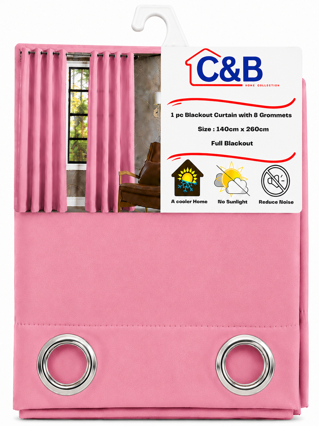 Blackout Curtains With Rings – 140 × 260 cm