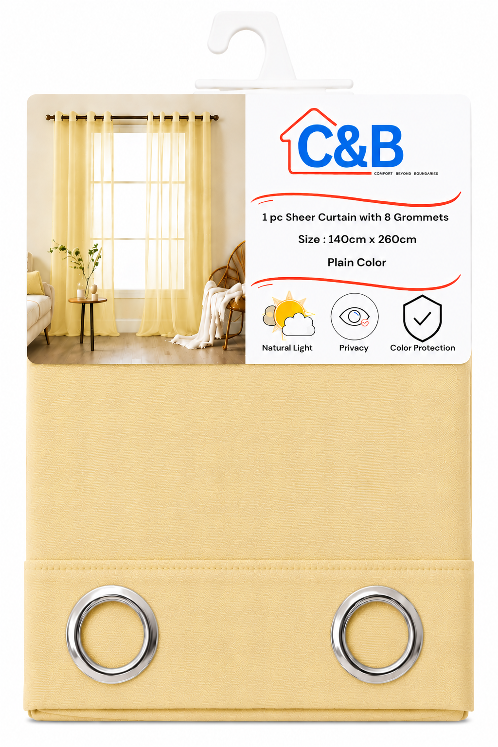 Sheer Curtains with Rings – 140 × 260 cm