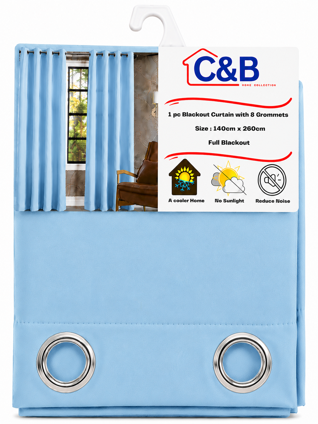 Blackout Curtains With Rings – 140 × 260 cm