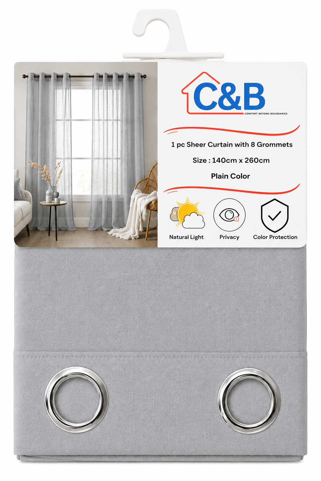Sheer Curtains with Rings – 140 × 260 cm