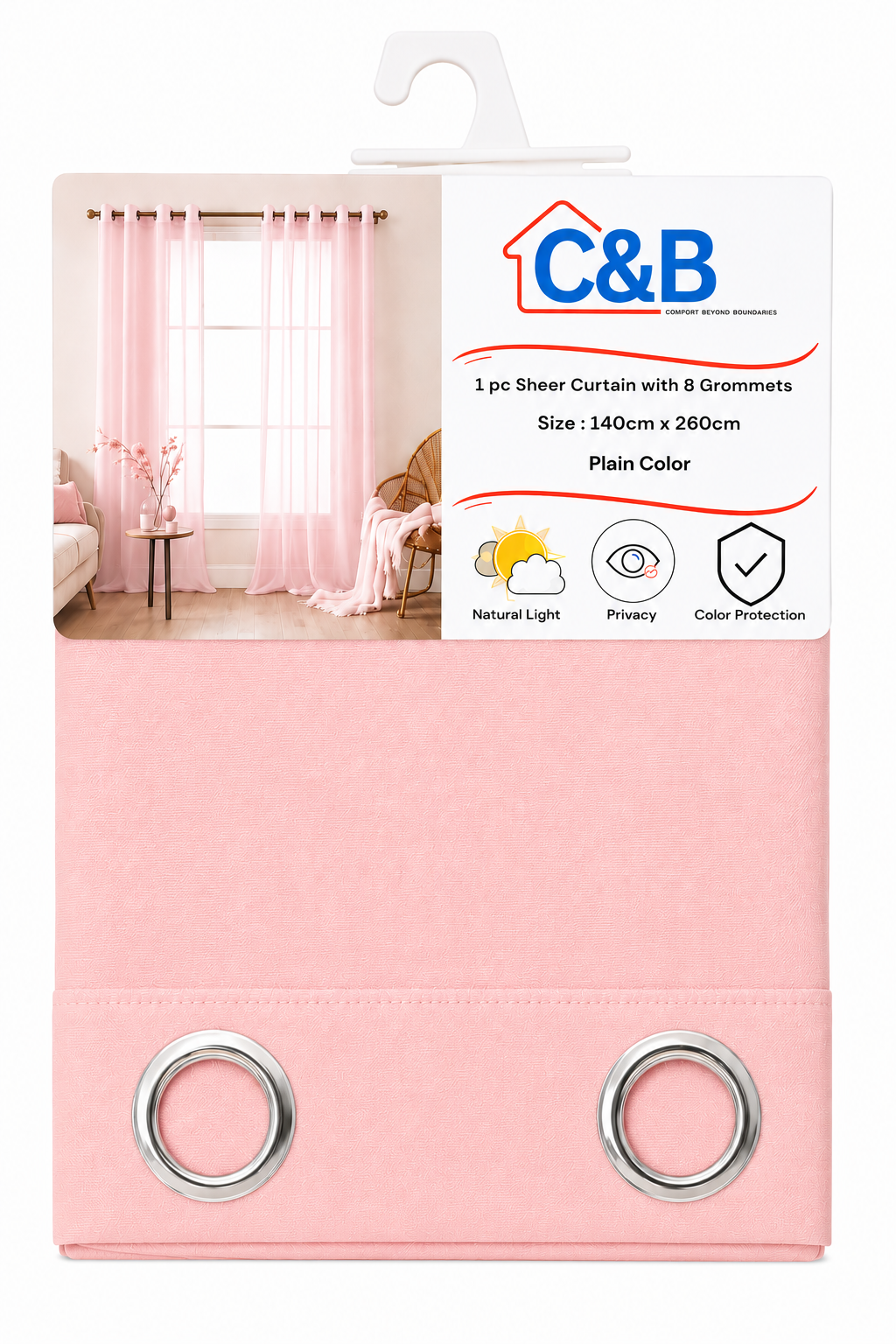 Sheer Curtains with Rings – 140 × 260 cm
