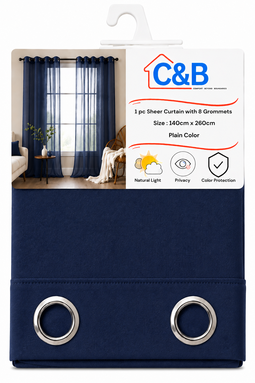 Sheer Curtains with Rings – 140 × 260 cm