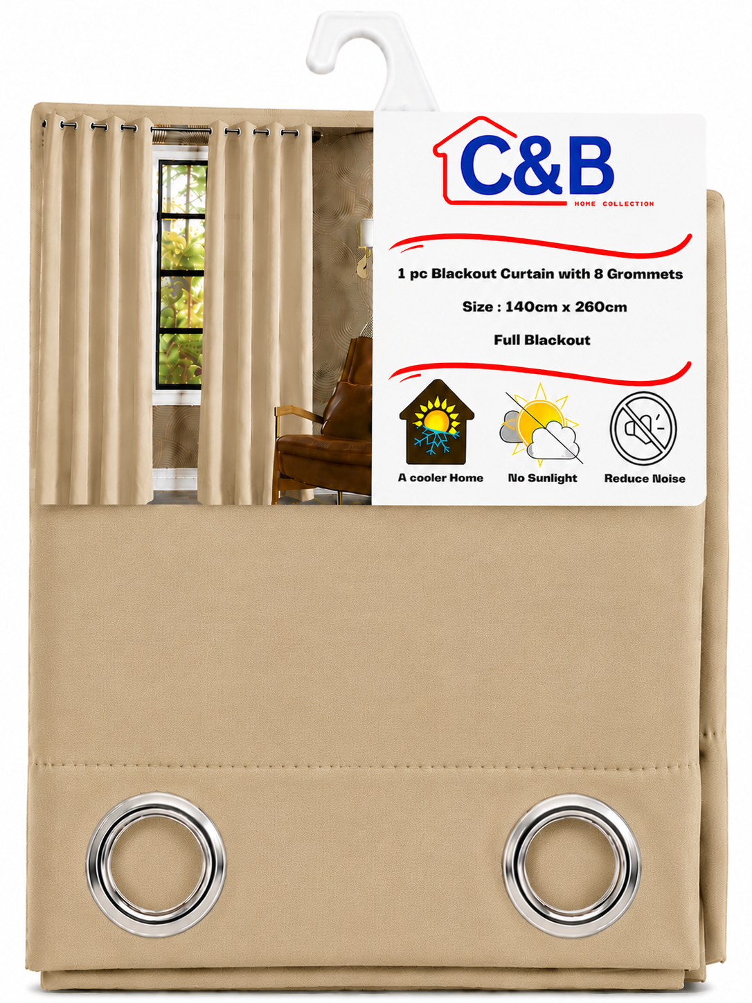 Blackout Curtains With Rings – 140 × 260 cm