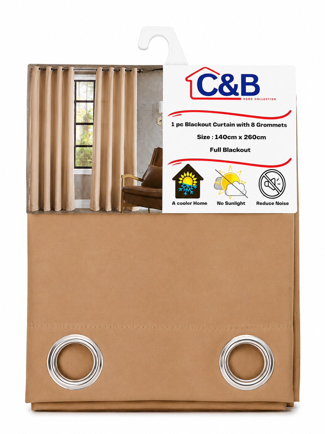 Blackout Curtains With Rings – 140 × 260 cm