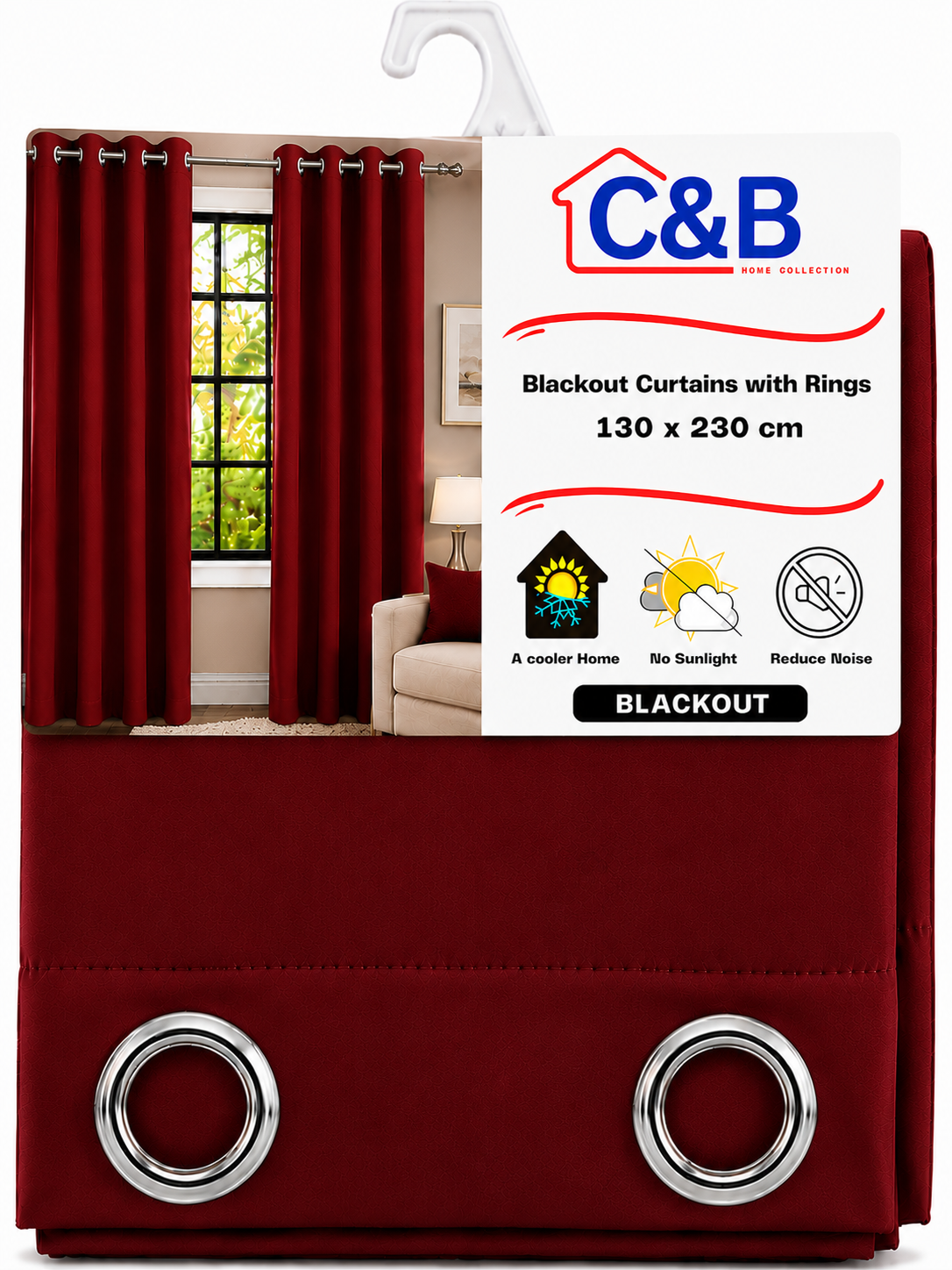 Blackout Curtains With Rings 130 x 230 cm