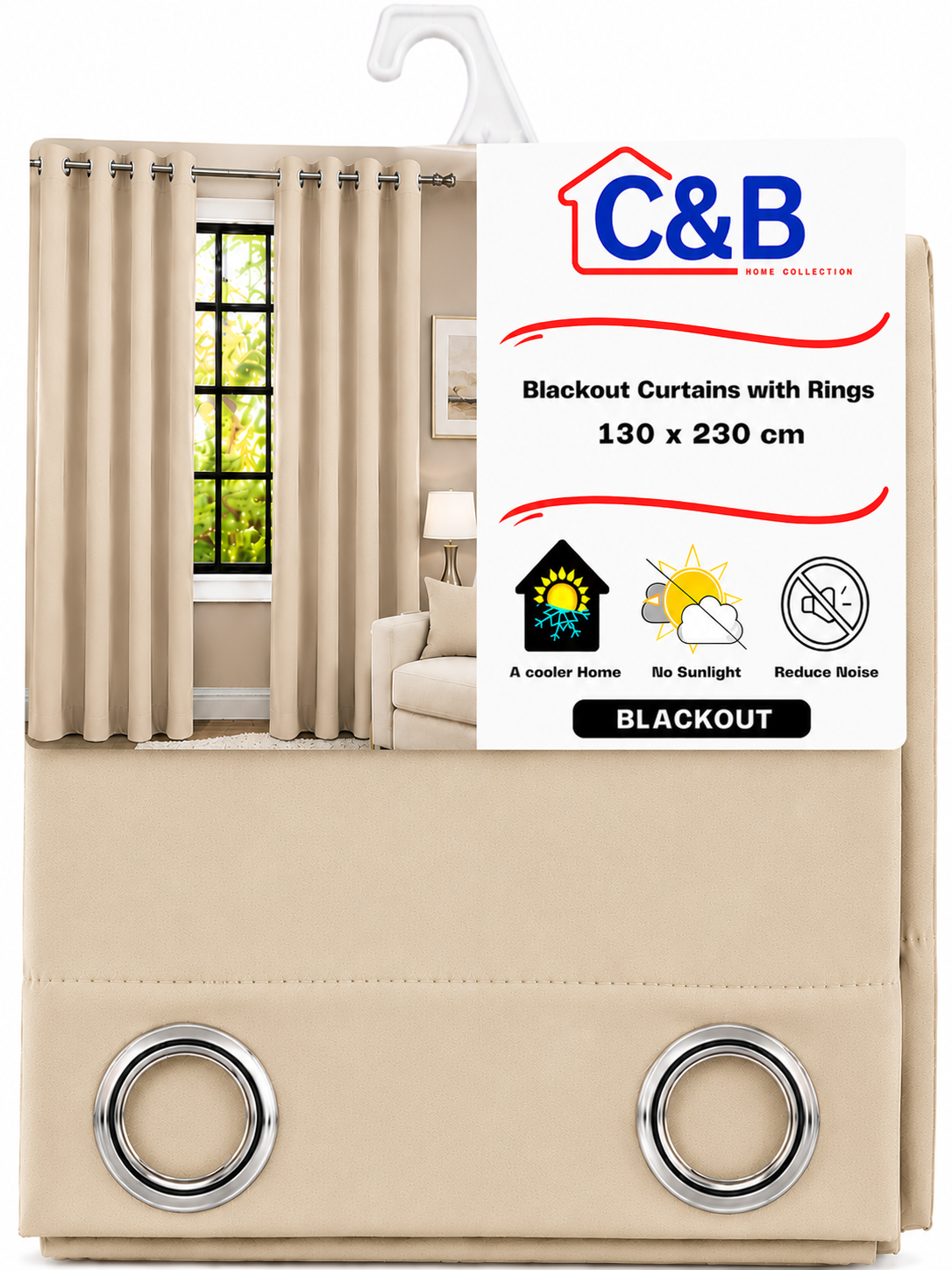 Blackout Curtains With Rings 130 x 230 cm