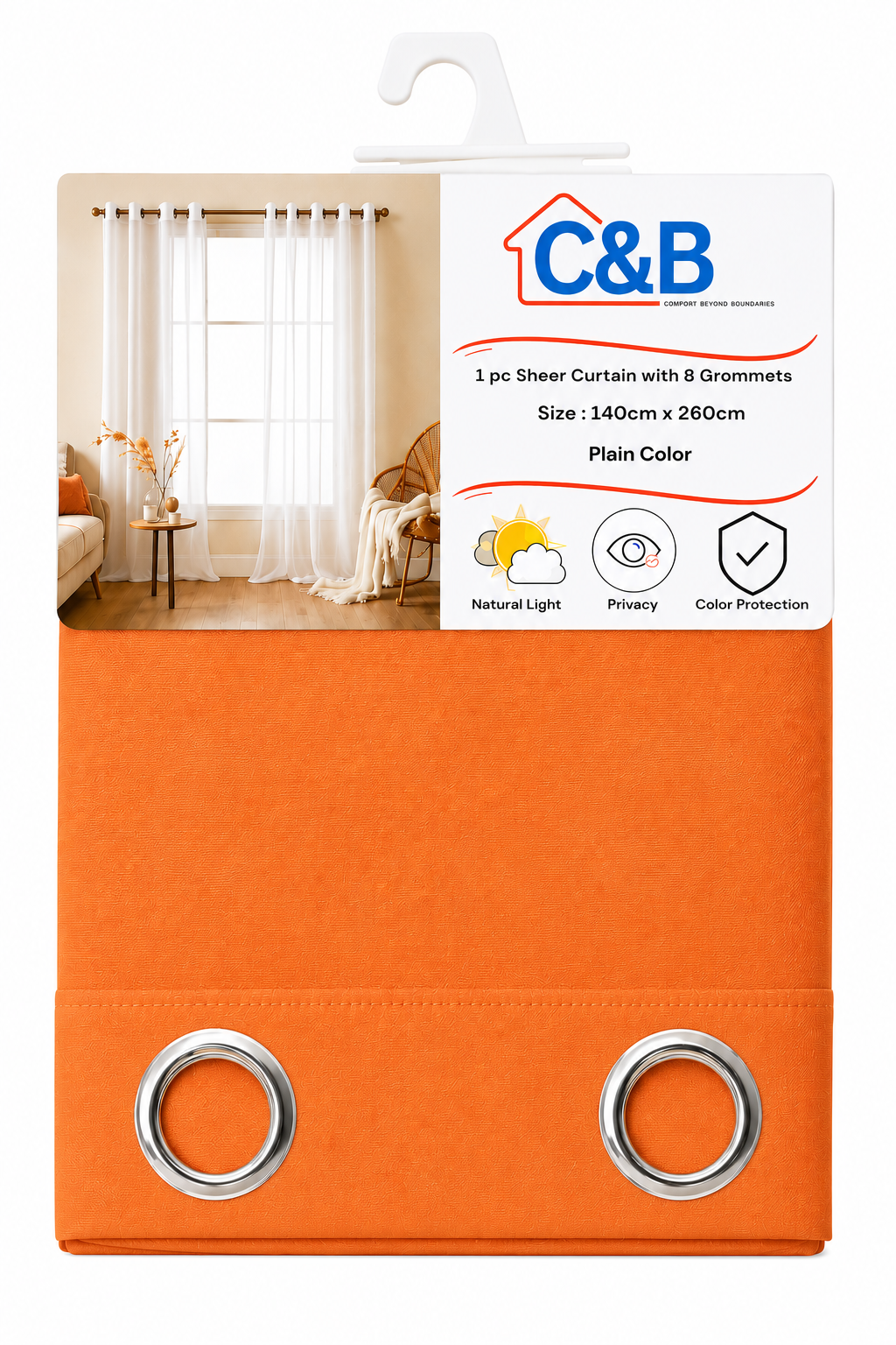 Sheer Curtains with Rings – 140 × 260 cm